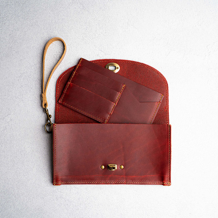 Personalized Leather Envelope Purse Handbag - Made in USA The Cecilia, Redat Holtz Leather