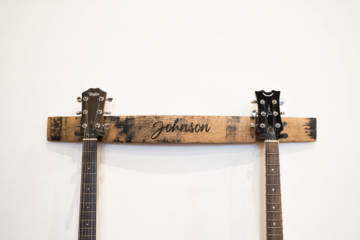 The Shoals Whiskey Barrel Personalized Double Guitar Holder
