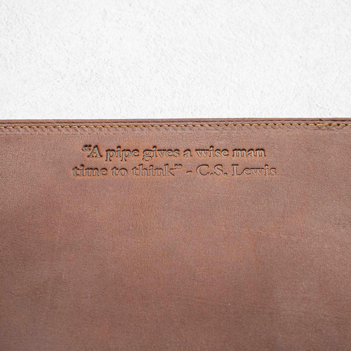 The “Professor” Personalized Fine Leather Pipe Smoking Mat &amp; Pipe Boat Holder