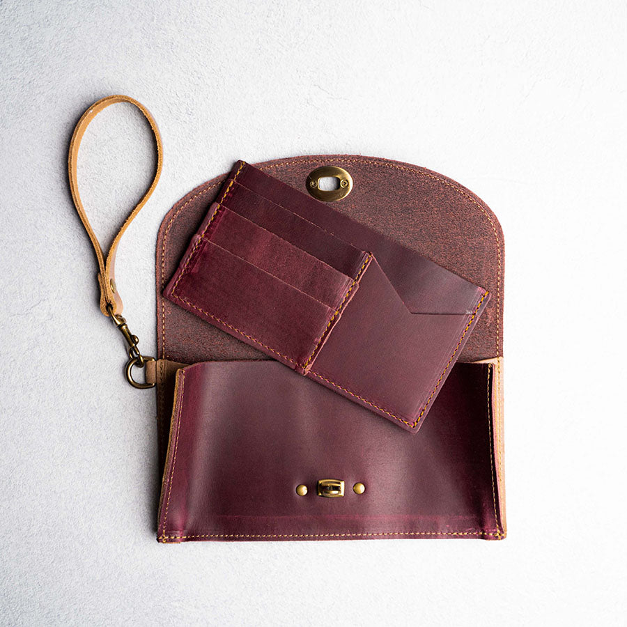 Personalized Leather Envelope Purse Handbag - Made in USA The Cecilia, Stoneat Holtz Leather