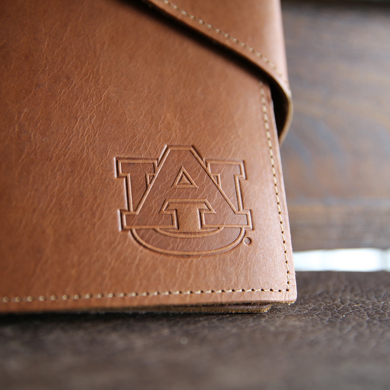 Fine leather 3 Ring Binder or photo album with Auburn University logo