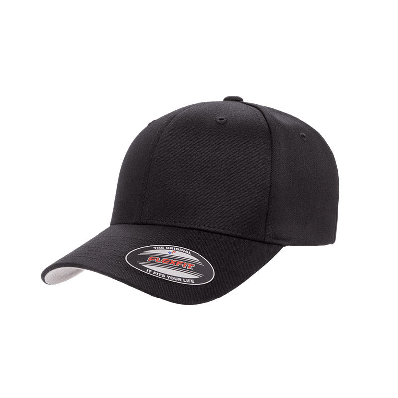 FlexFit 6277 Custom Leather Patch Structured Baseball Hat with YOUR LOGO