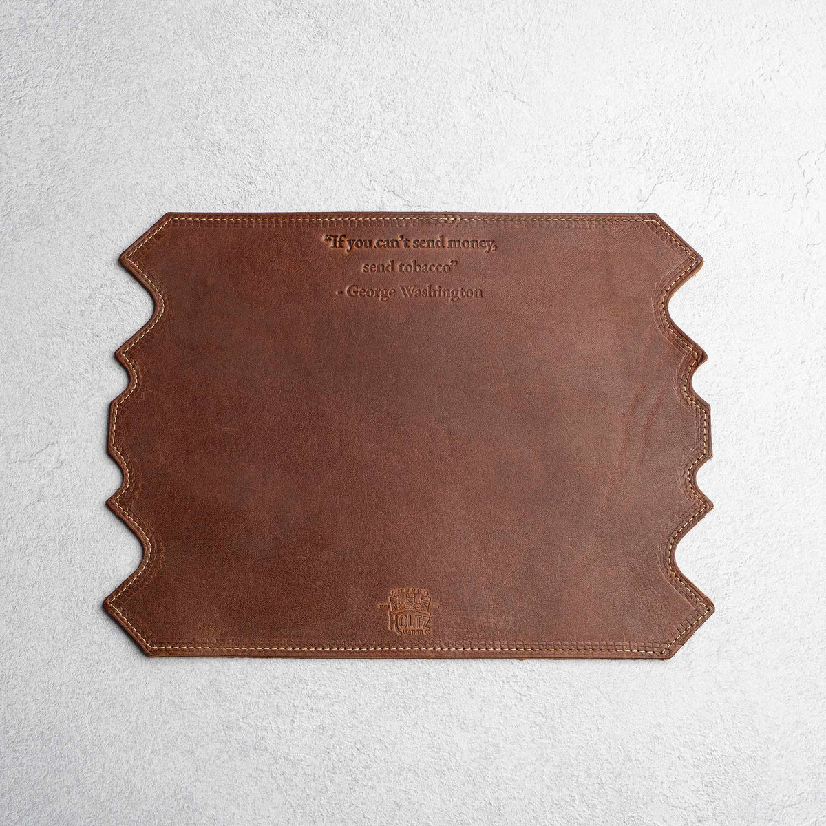 The “Professor” Personalized Fine Leather Pipe Smoking Mat &amp; Pipe Boat Holder