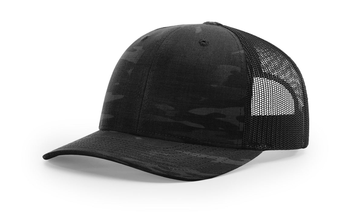 Debossed Richardson 862 Custom Leather Patch Trucker Hat - Camo