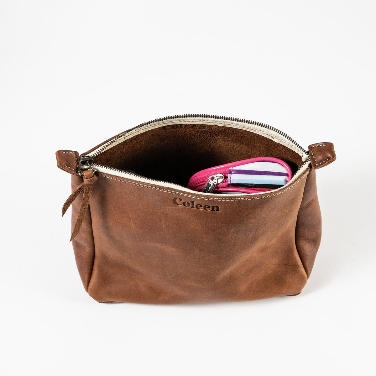 The Audrey Fine Leather Makeup Bag - Holtz Leather