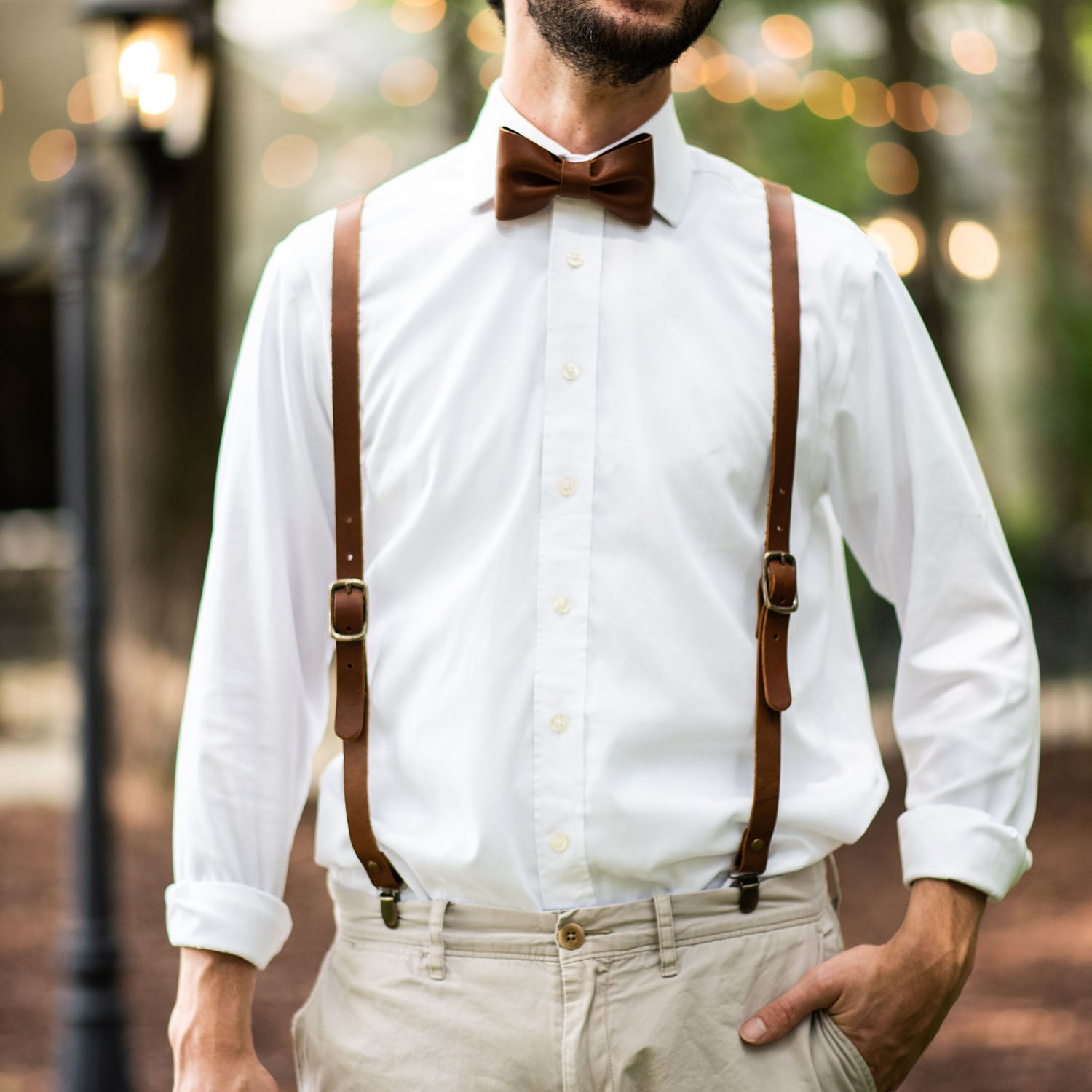 The Mr. Baker Fine Leather Bow Tie - Men's Bowtie - Men's Fashion