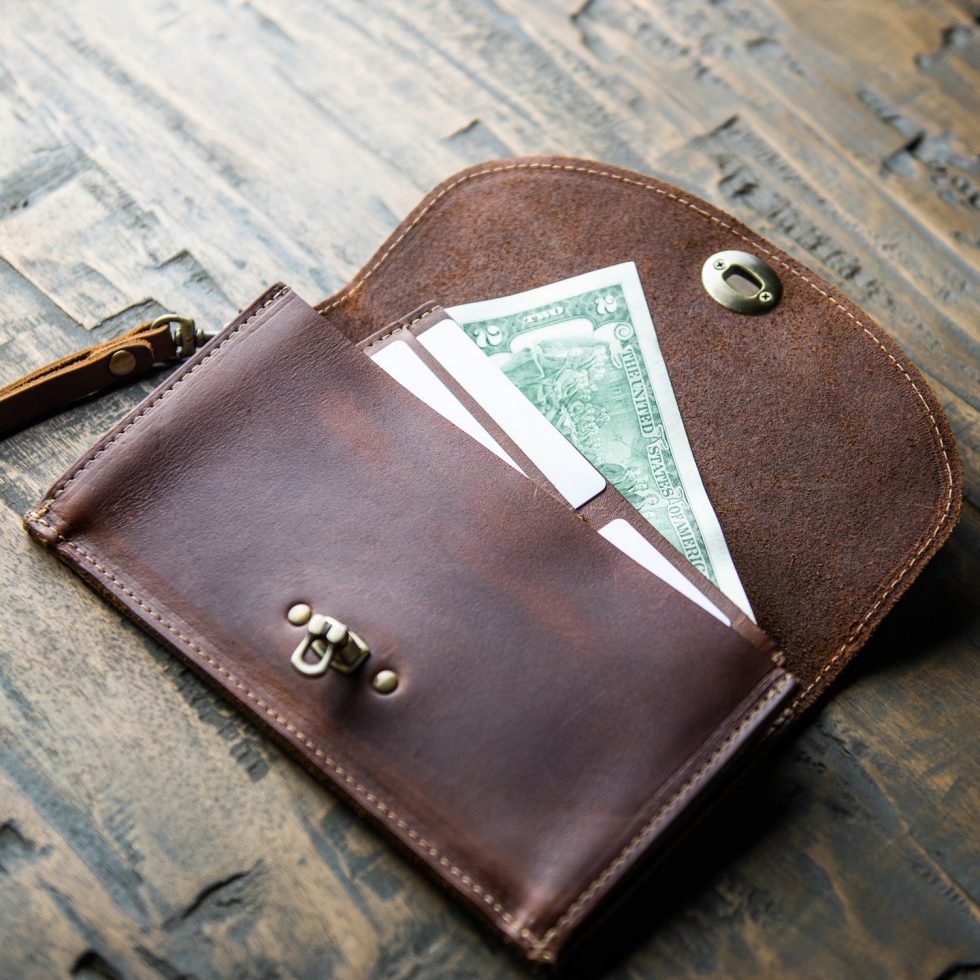 Fine leather pocketbook wallet with a fine leather wallet insert