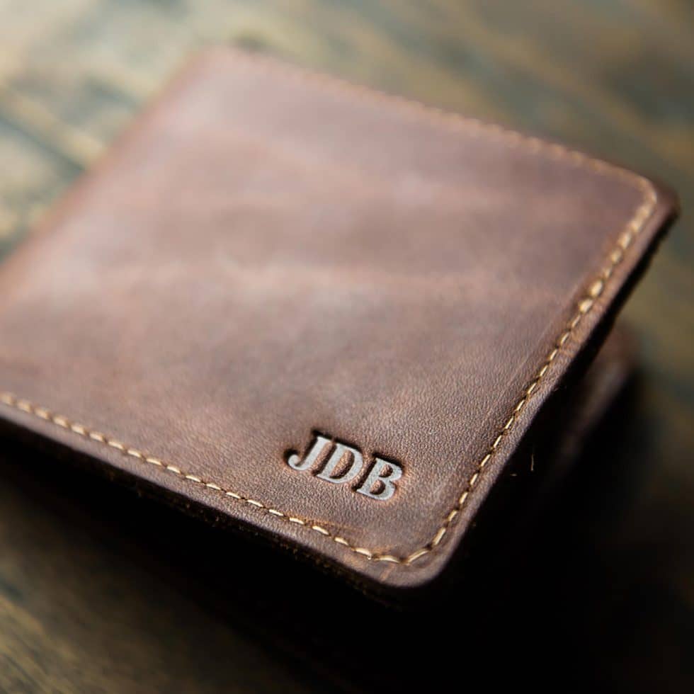 Personalized Mens Bifold Wallet - The Big Dixie - Leather Wallet, Brownat Holtz Leather
