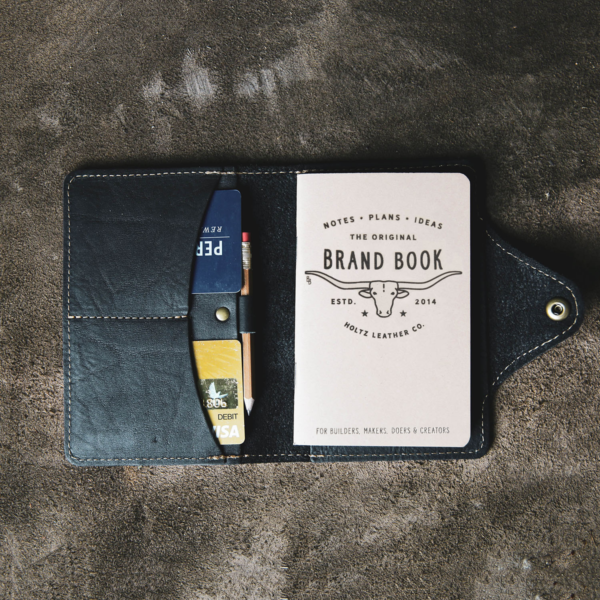 Your Logo + Our Leather - The Logbook Fine Leather Field Notes Moleskine Wallet Pocketbook Cover - Custom Logo and Corporate Gifitng