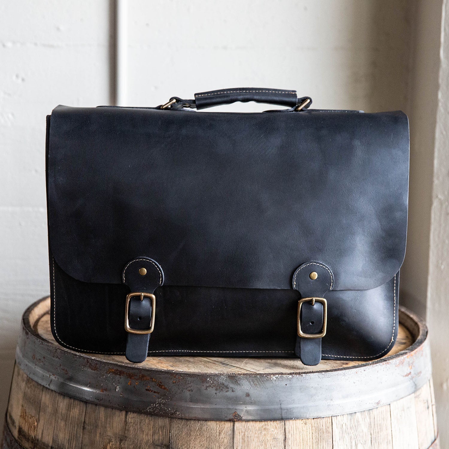 Mens black leather briefcase bag on sale