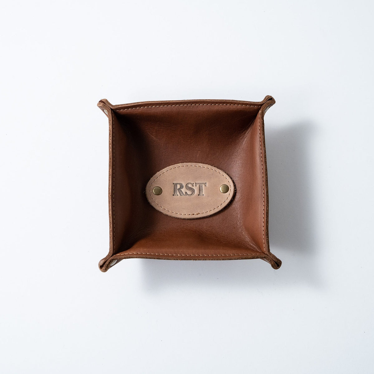 The Monticello Fine Leather Personalized Desk Valet Caddy Tray for Dresser or Office Gift