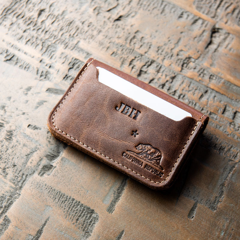 The California Gates Personalized Fine Leather Bifold Money Clip Wallet with California Logo