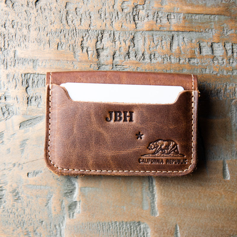 The California Gates Personalized Fine Leather Bifold Money Clip Wallet with California Logo