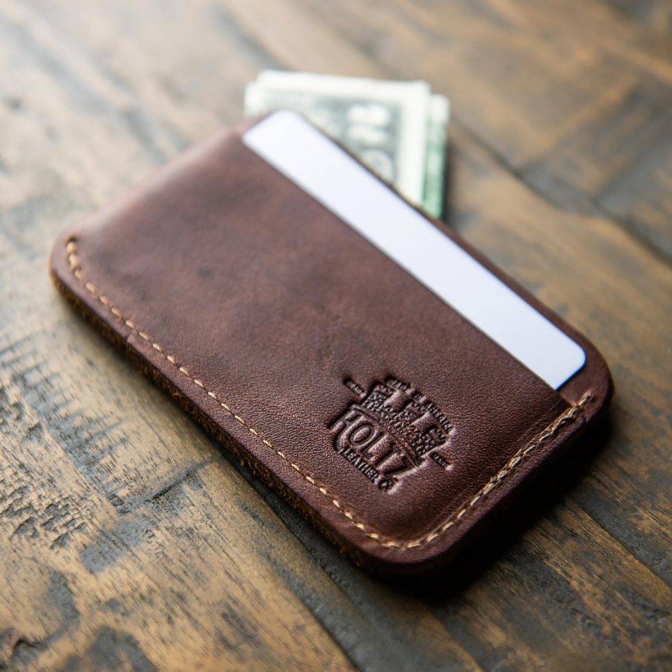 Engraved Money Clip Leather Wallet. Small Custom Thin Front 