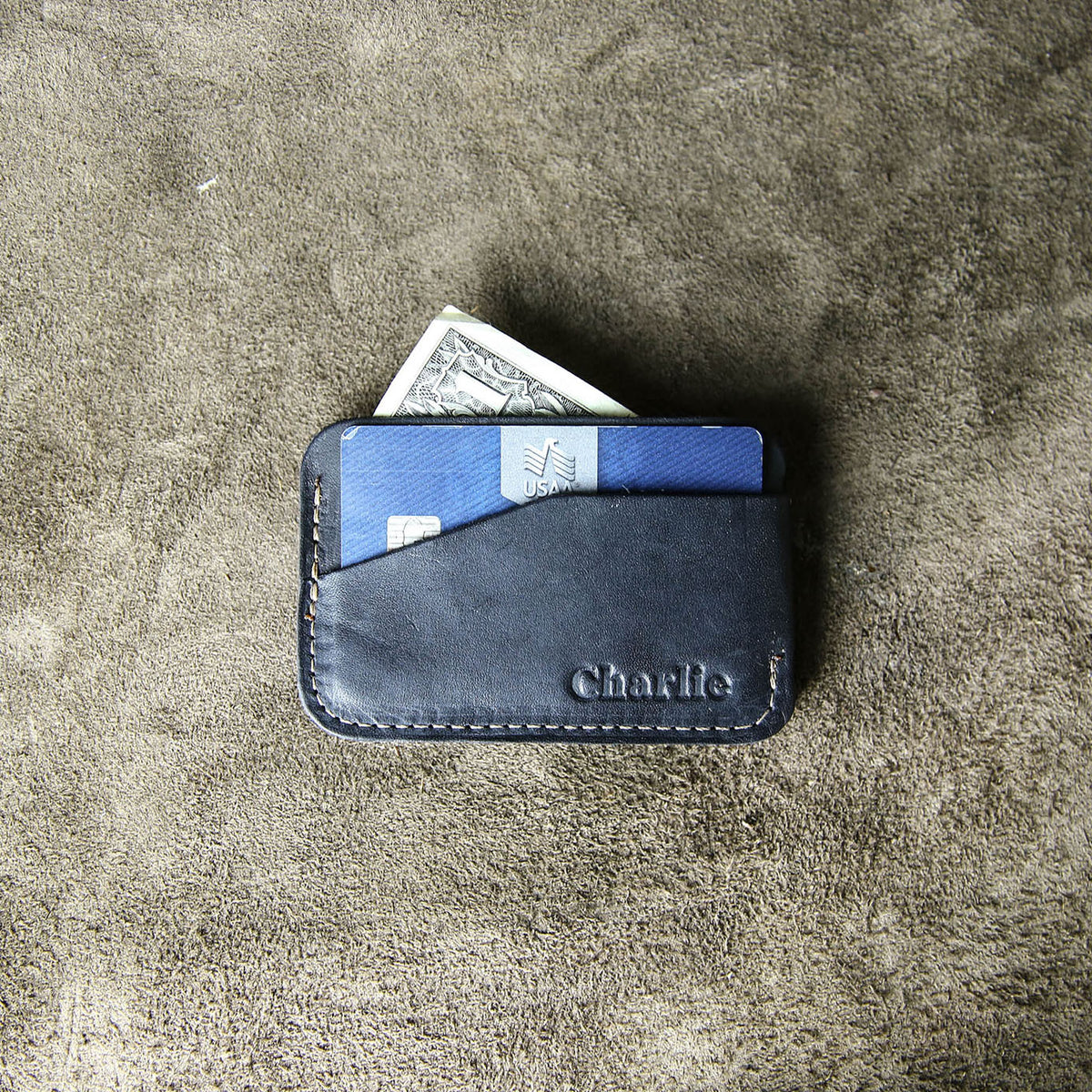 Personalized Slim Front Pocket Wallet - The Charleston Triple Sleeve, Brownat Holtz Leather
