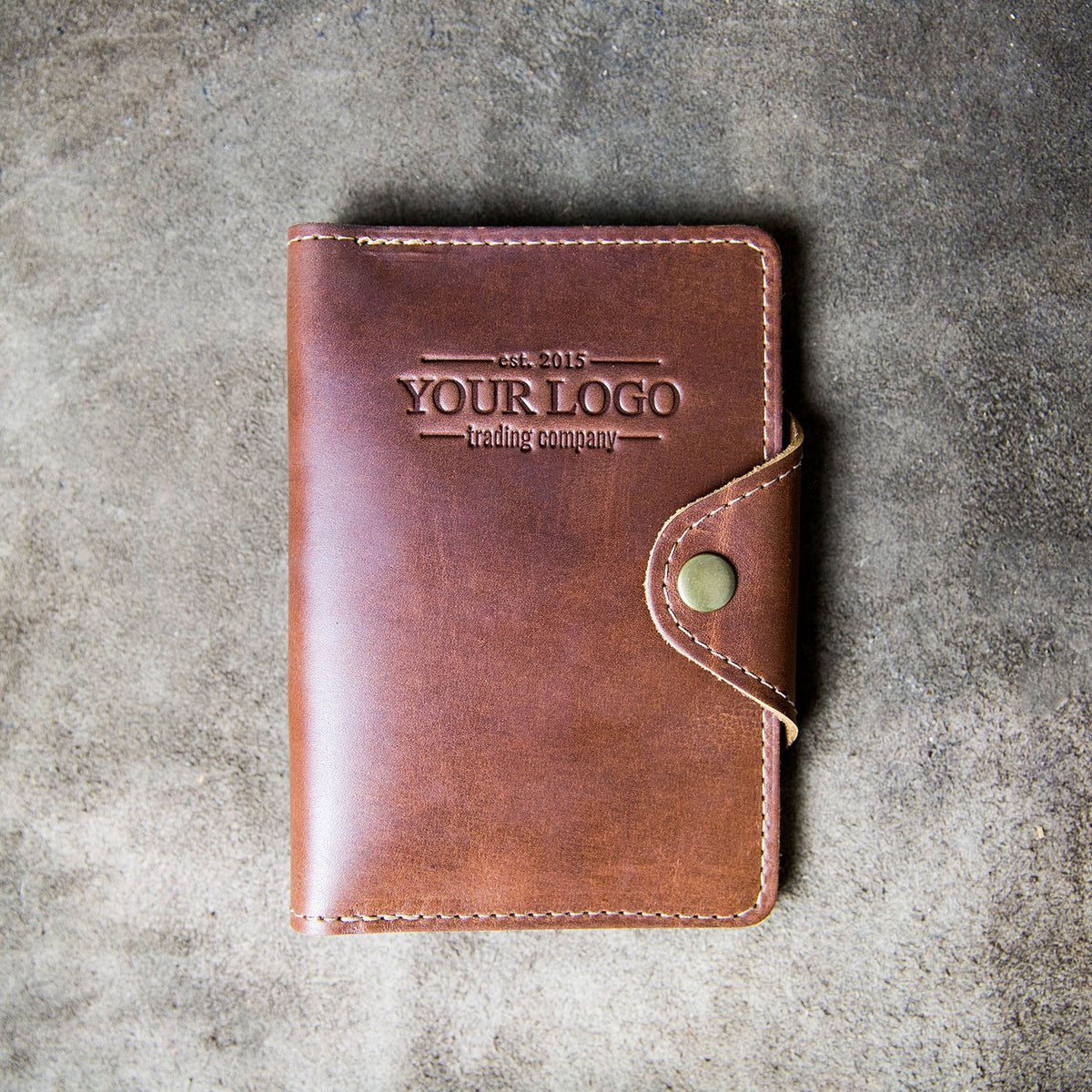 Your Logo + Our Leather - The Logbook Fine Leather Field Notes Moleskine Wallet Pocketbook Cover - Custom Logo and Corporate Gifitng