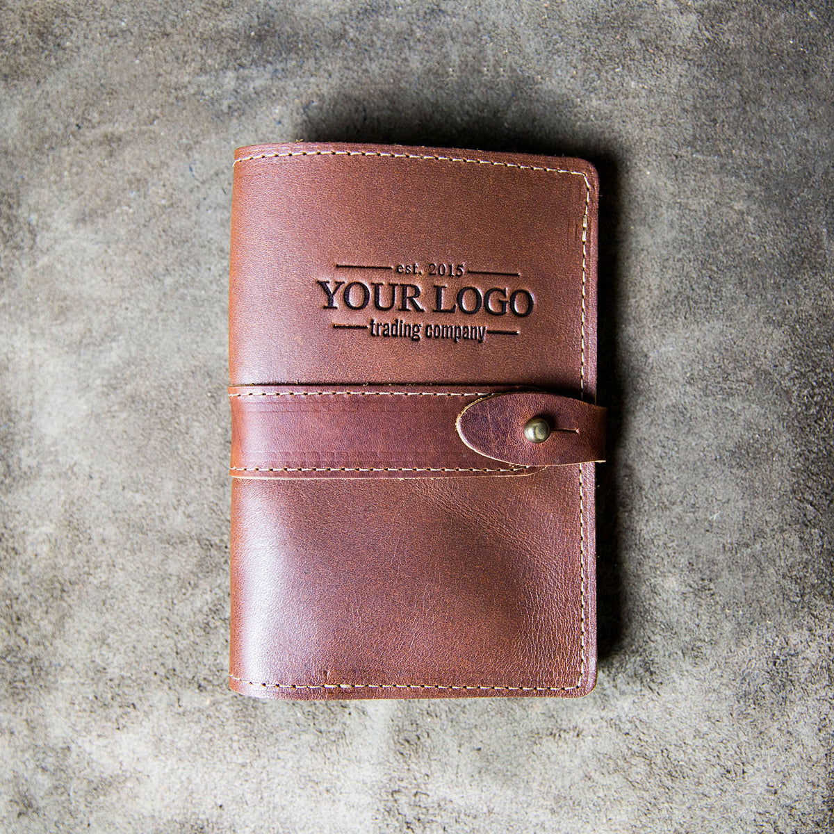 Your Logo + Our Leather - The Surveyor Fine Leather Pocket Journal Cover for Field Notes - Custom Logo and Corporate Gifting