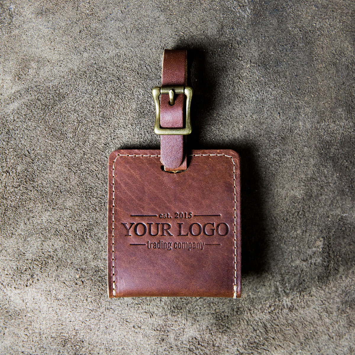 Your Logo + Our Leather - The Adventurer Fine Leather Luggage Tag - Custom Logo and Corporate Gifting