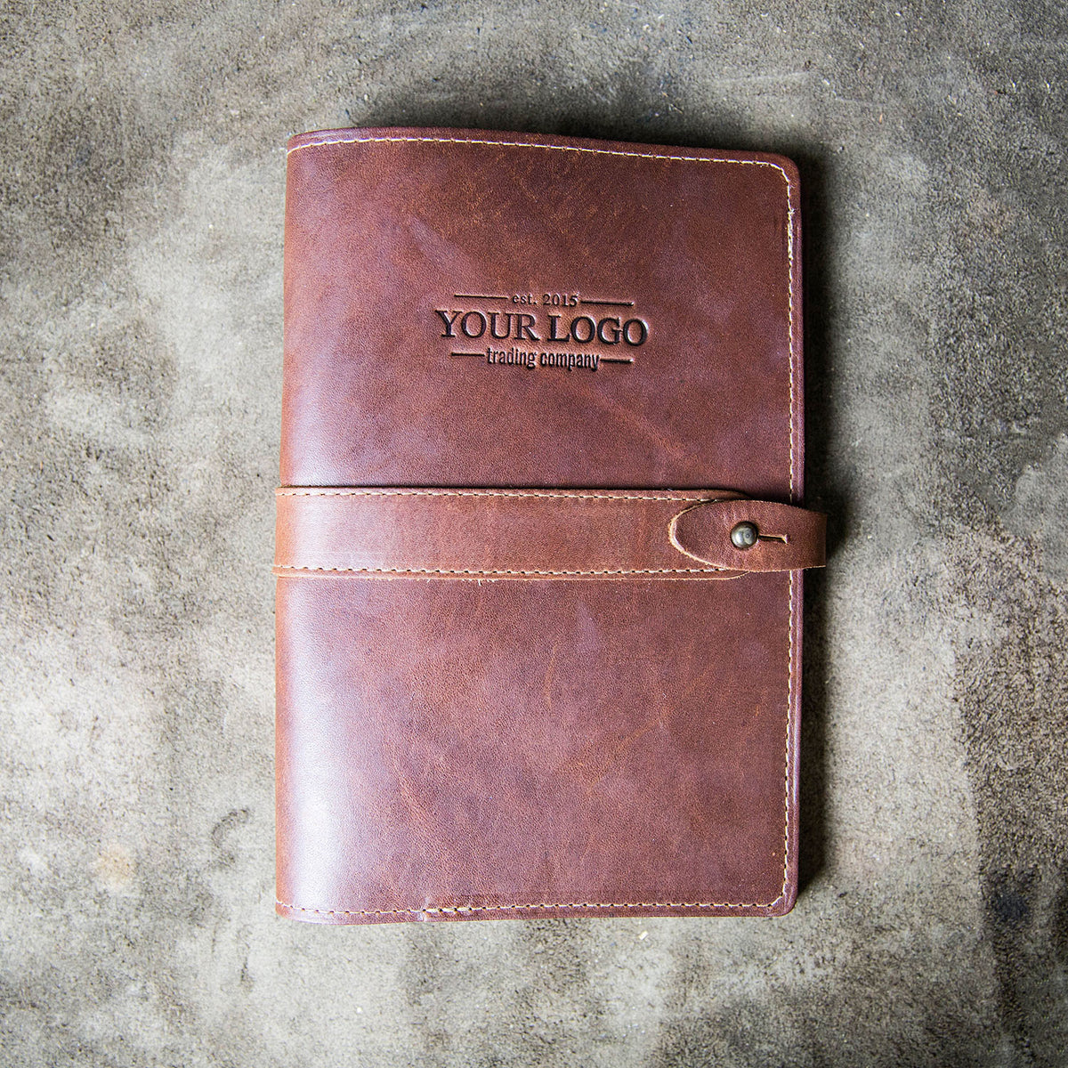 Your Logo + Our Leather - The Inventor Fine Leather A5 Moleskine Journal Diary - Custom Logo and Corporate Gifting