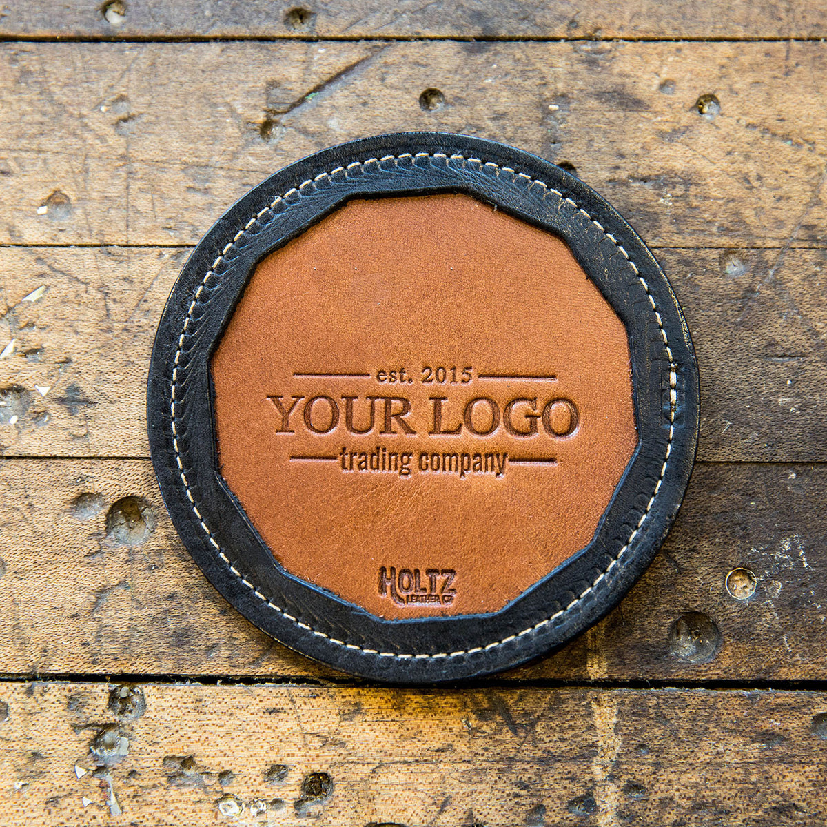 The Tavern Custom Logo Fine Leather Coaster Set of 4 Coasters Put Your Logo On It Corporate