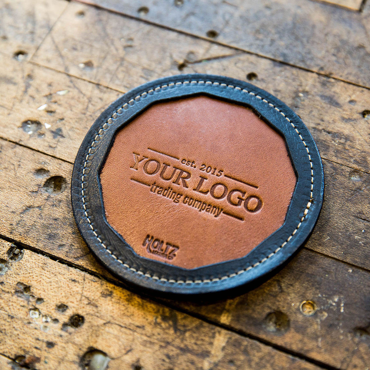 The Tavern Custom Logo Fine Leather Coaster Set of 4 Coasters Put Your Logo On It Corporate