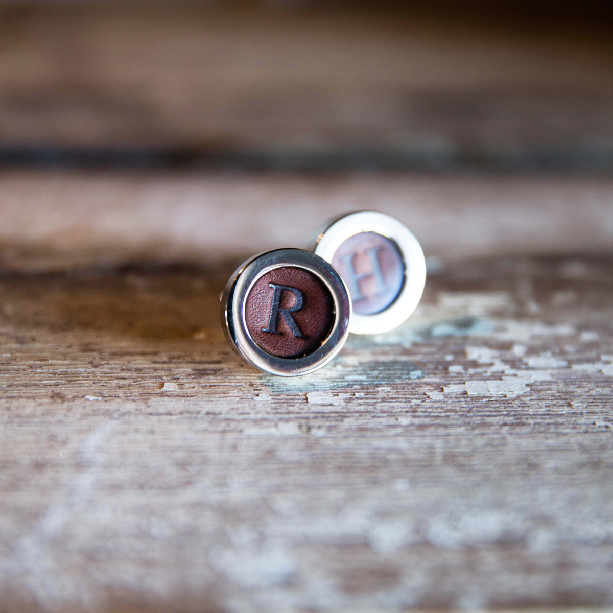Personalized Fine Leather Cufflinks &amp; Tie Bar Set