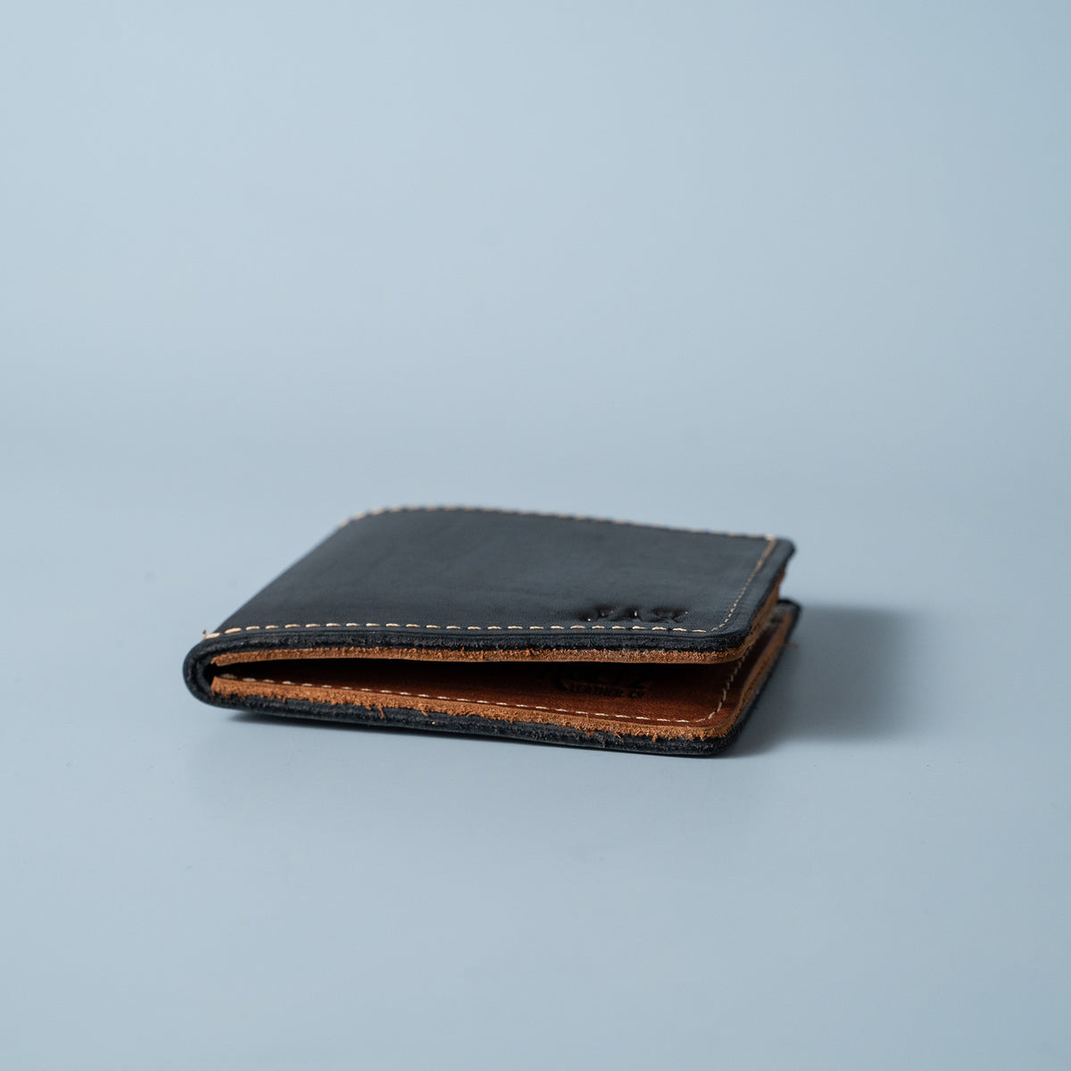 Men's Custom Engraved Leather Bi-Fold Zipper Wallet - Teals