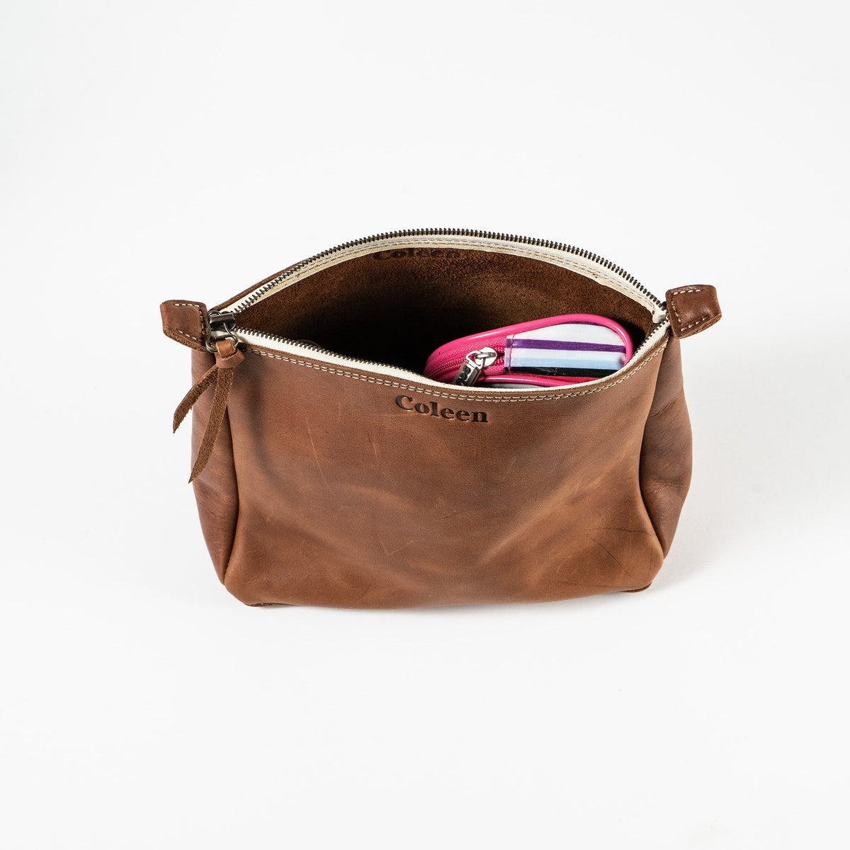 The Audrey Fine Leather Makeup Bag