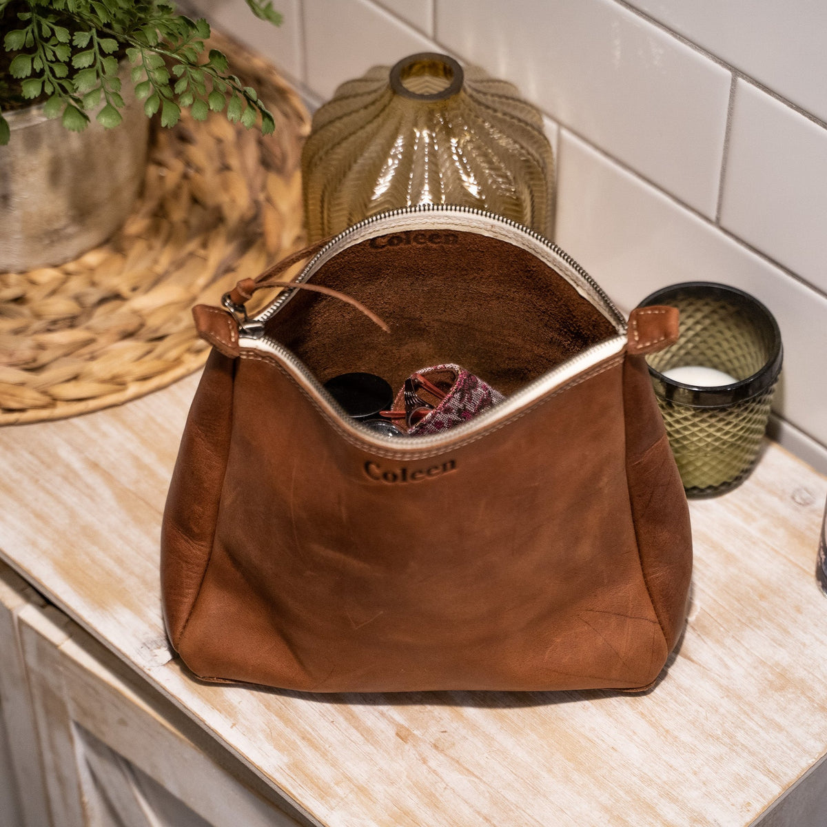 The Audrey Fine Leather Makeup Bag