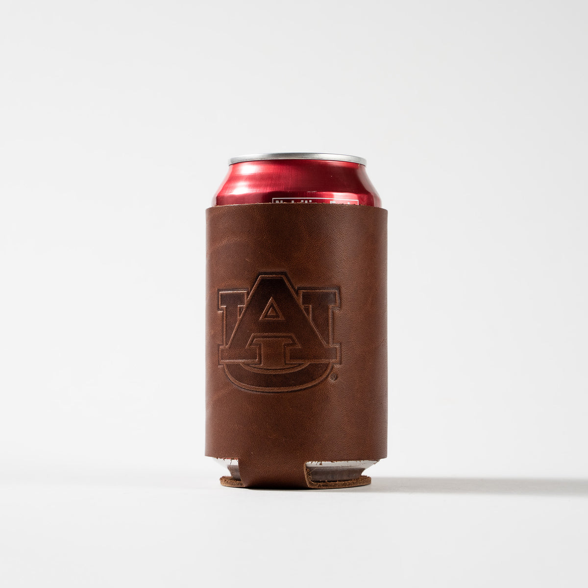 The Blitz Collegiate Can Coozie Alabama &amp; Auburn - Full-Grain Leather