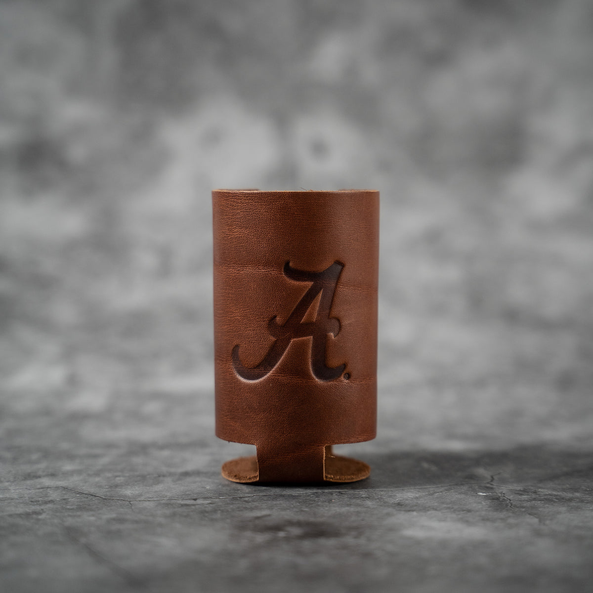 The Blitz Collegiate Can Coozie Alabama &amp; Auburn - Full-Grain Leather