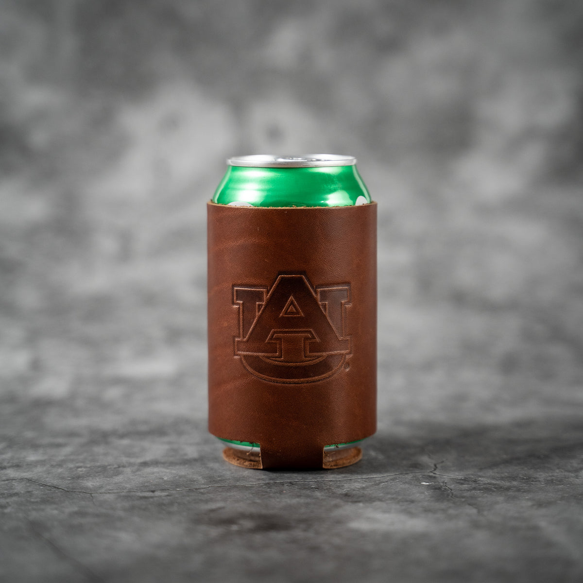 The Blitz Collegiate Can Coozie Alabama &amp; Auburn - Full-Grain Leather