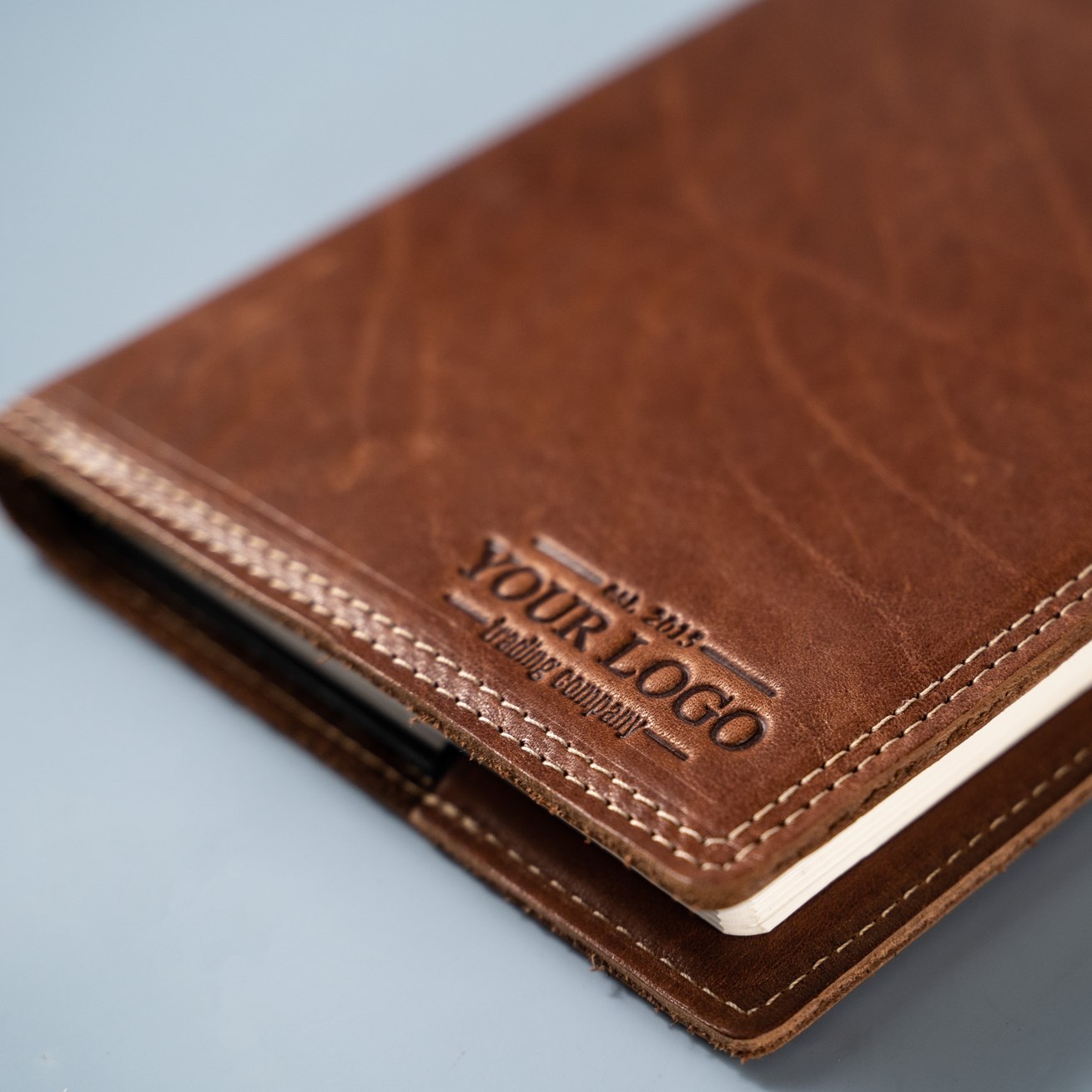 Full Grain Leather Journal with YOUR LOGO, Corporate Gifting made Easy ...