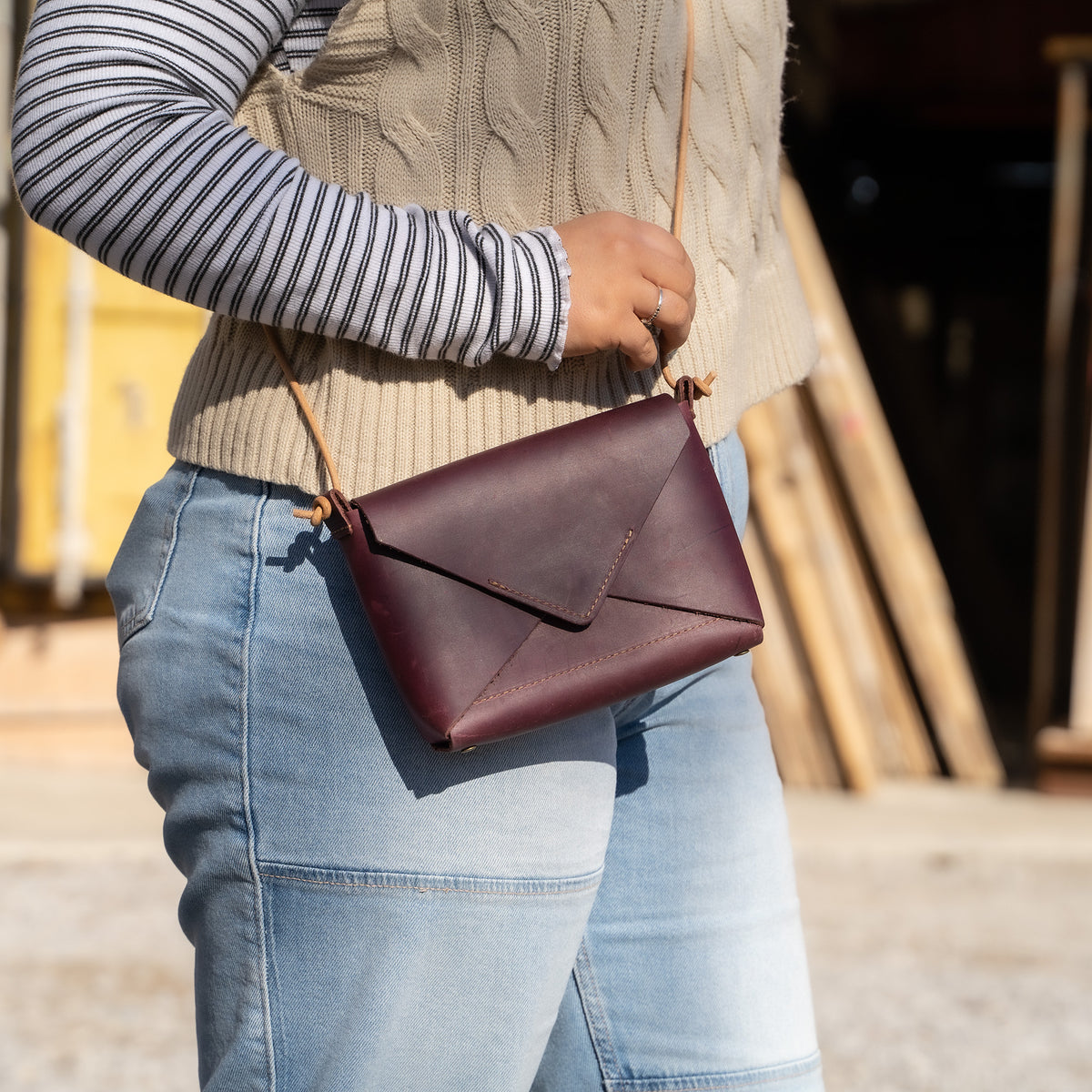 Personalized Leather Envelope Purse Handbag - Made in USA The Cecilia, Redat Holtz Leather