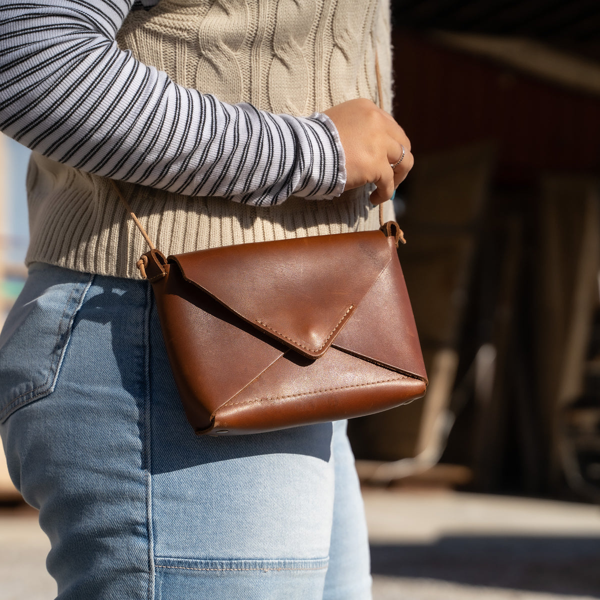 Personalized Leather Envelope Purse Handbag - Made in USA The Cecilia, Redat Holtz Leather