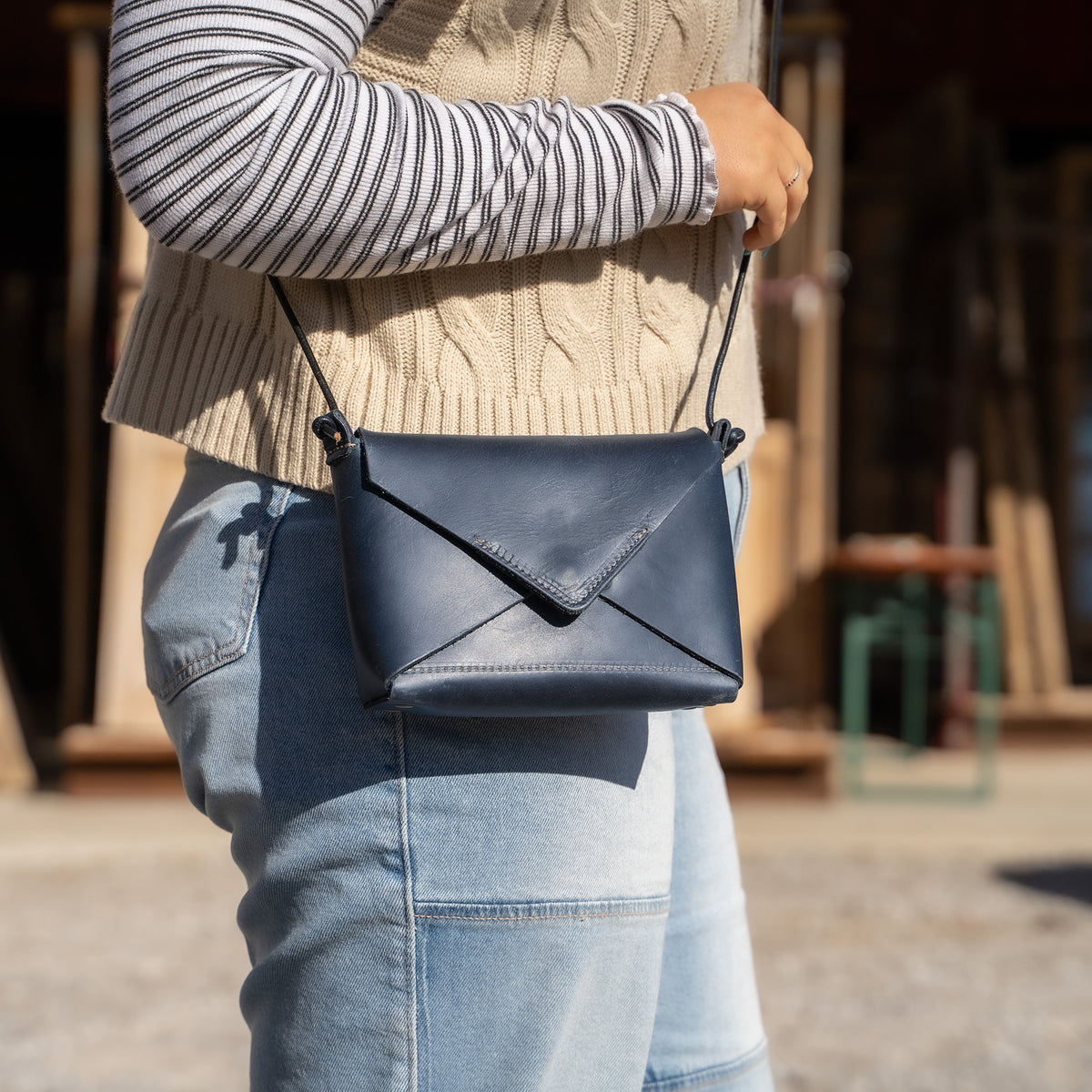 Personalized Leather Envelope Purse Handbag - Made in USA The Cecilia, Redat Holtz Leather