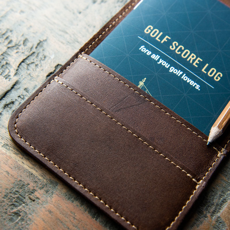 Your Logo + Our Leather - Fine Leather Golf Scorecard Holder and Logbook - Custom Logo and Corporate Gifting