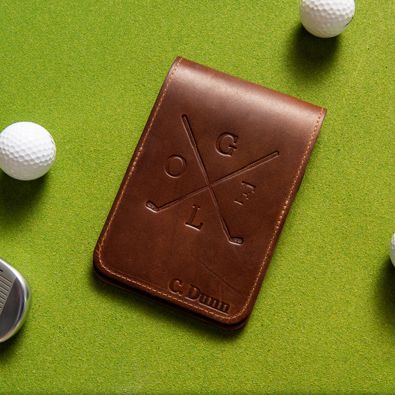 The Back Nine Fine Leather Golf Scorecard Groomsmen Gift With Personalization