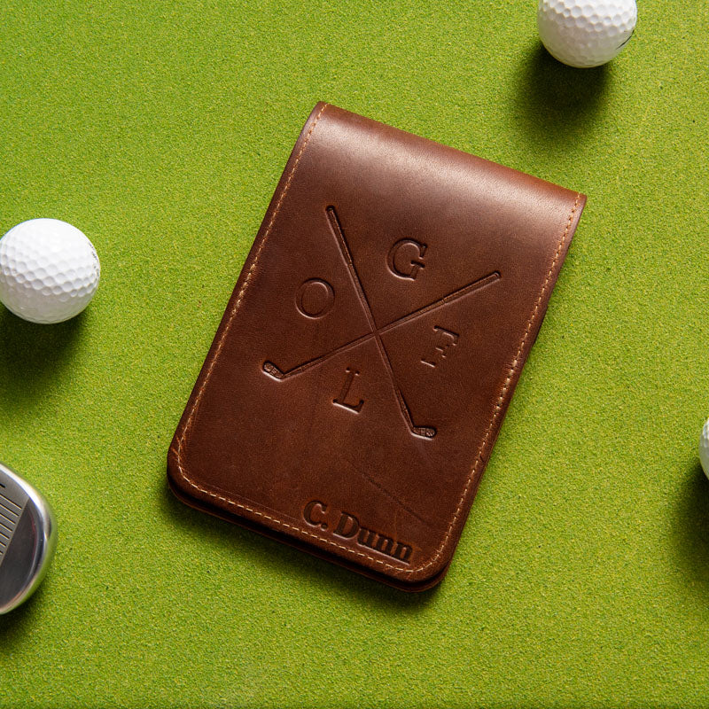 Your Logo + Our Leather - Fine Leather Golf Scorecard Holder and Logbook - Custom Logo and Corporate Gifting