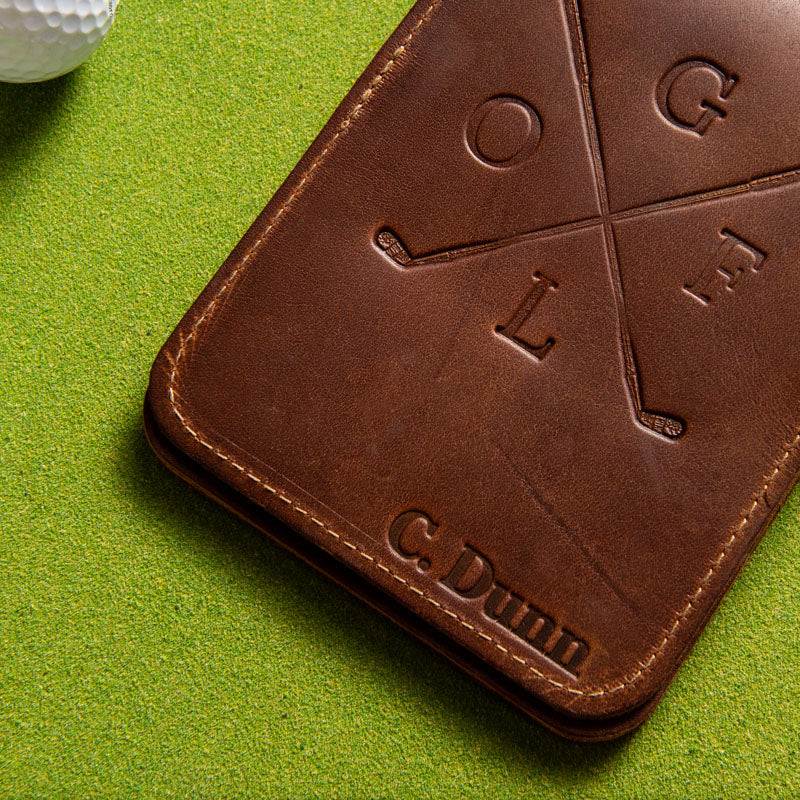 Corporate Custom Logo Fine Leather Golf Scorecard Holder Golf Logbook Put Your Logo on it
