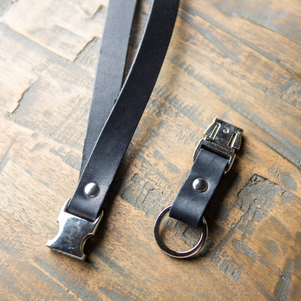 Your Logo + Our Leather - The Engineer Personalized Fine Leather Lanyard – Badge Holder Keychain - Custom Logo and Corporate Gifting