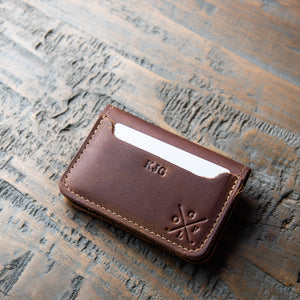 The Gates Personalized Leather Bifold Money Clip Front Pocket Wallet