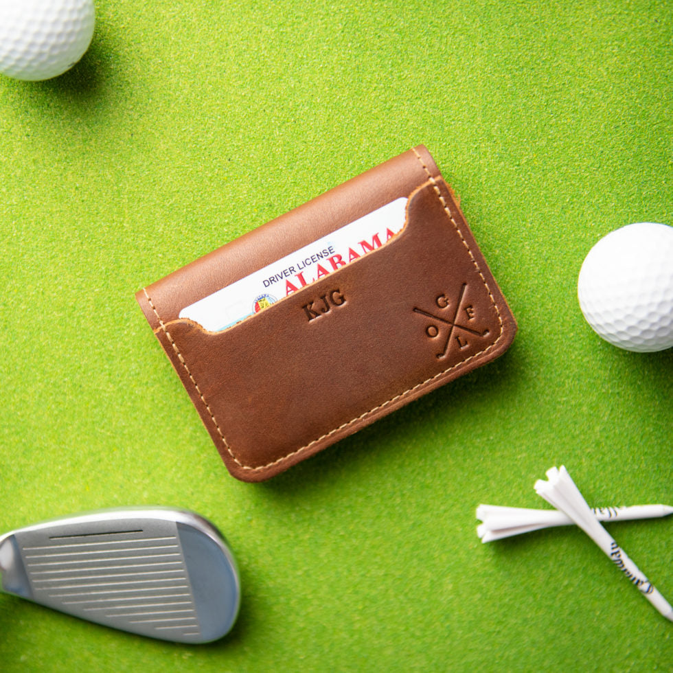 The Golf Gates Personalized Fine Leather Bifold Money Clip Wallet