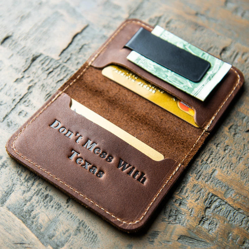 The Gates Personalized Leather Bifold Money Clip Front Pocket Wallet -  Holtz Leather