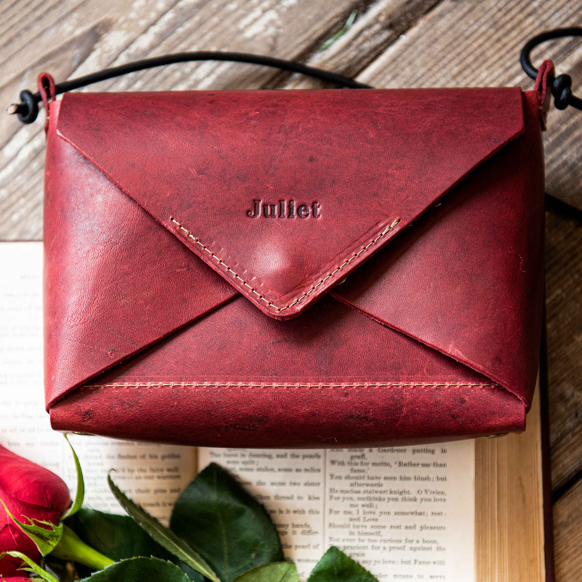 Personalized Leather Envelope Purse Handbag