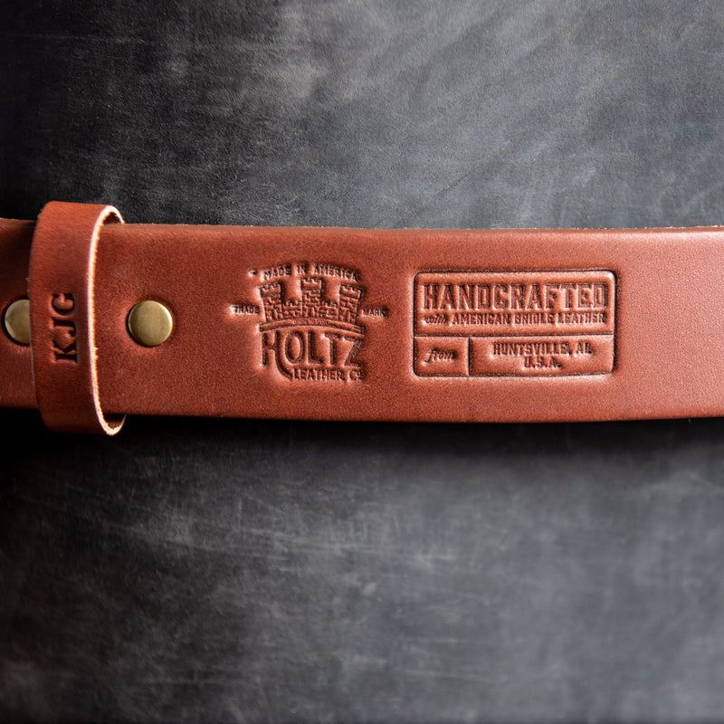 Personalized Bridle Leather Men&#39;s Casual Belt – Rounded Nickel or Brass Buckle