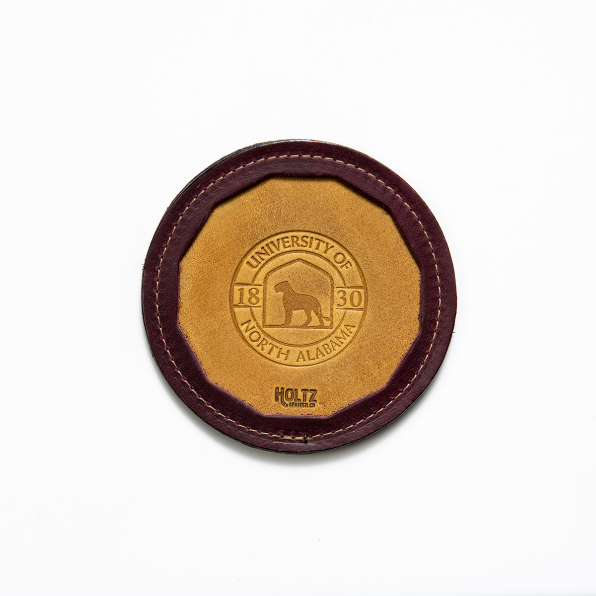 The UNA Tavern Personalized Fine Leather Coaster Set of 4 Coasters