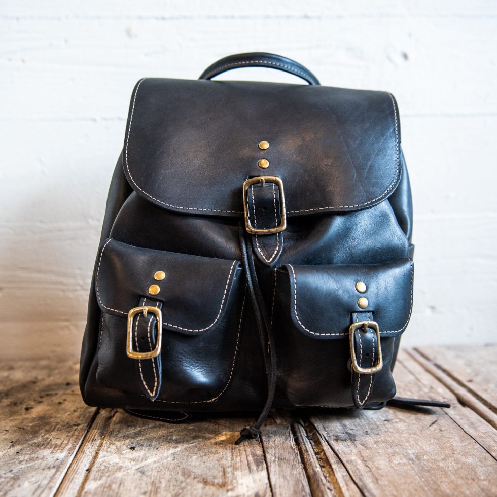 leather backpack black