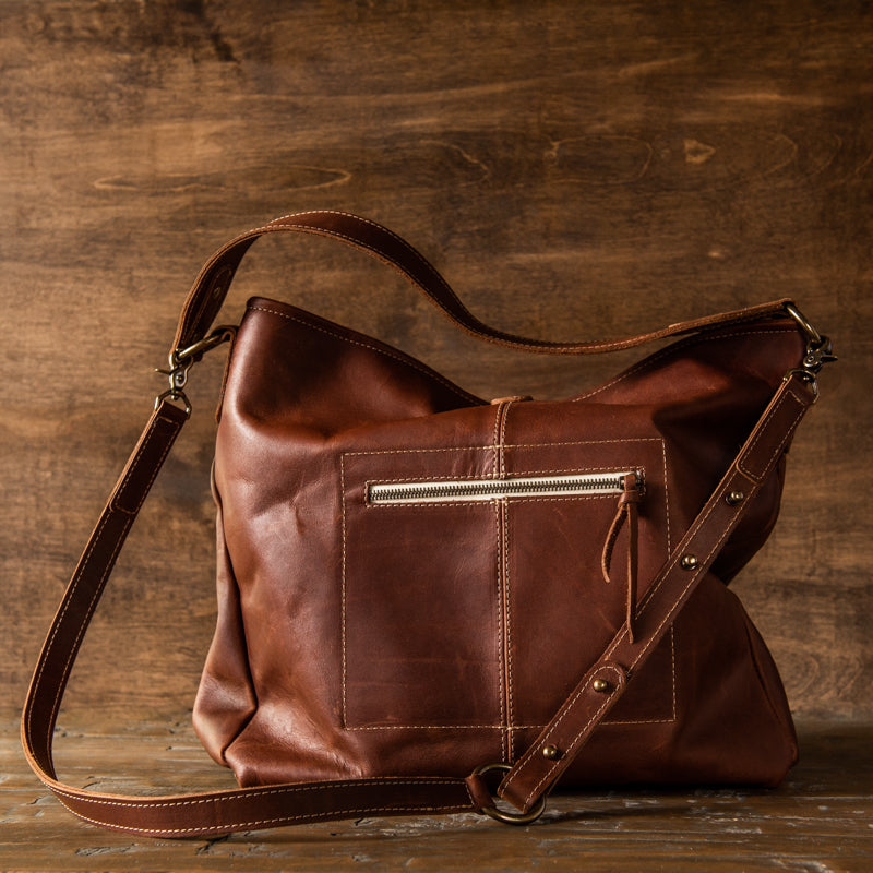 Liveri Black/Contrast Stitch Grained leather Small hobo bag