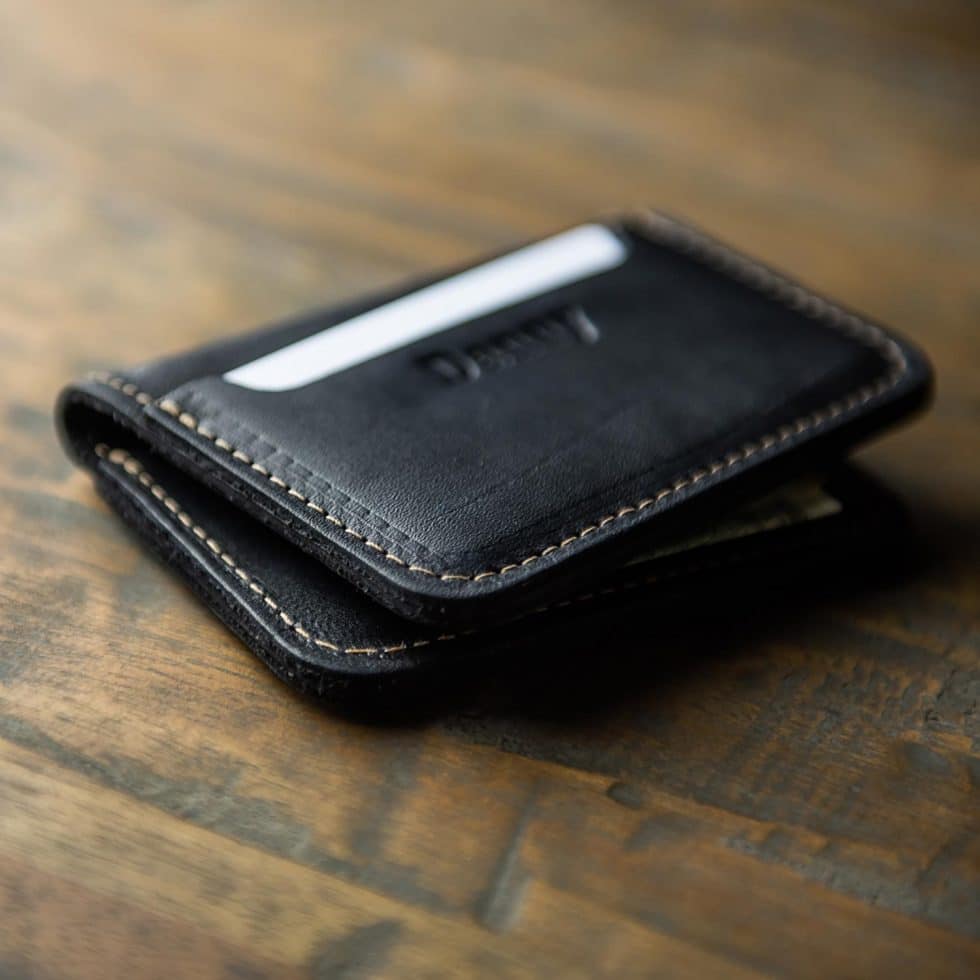 The Gates Personalized Leather Bifold Money Clip Front Pocket Wallet, Blackat Holtz Leather
